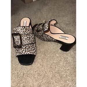 Bally Janaya Leopard Calf Hair Square Roe Sandals NIB Size 7